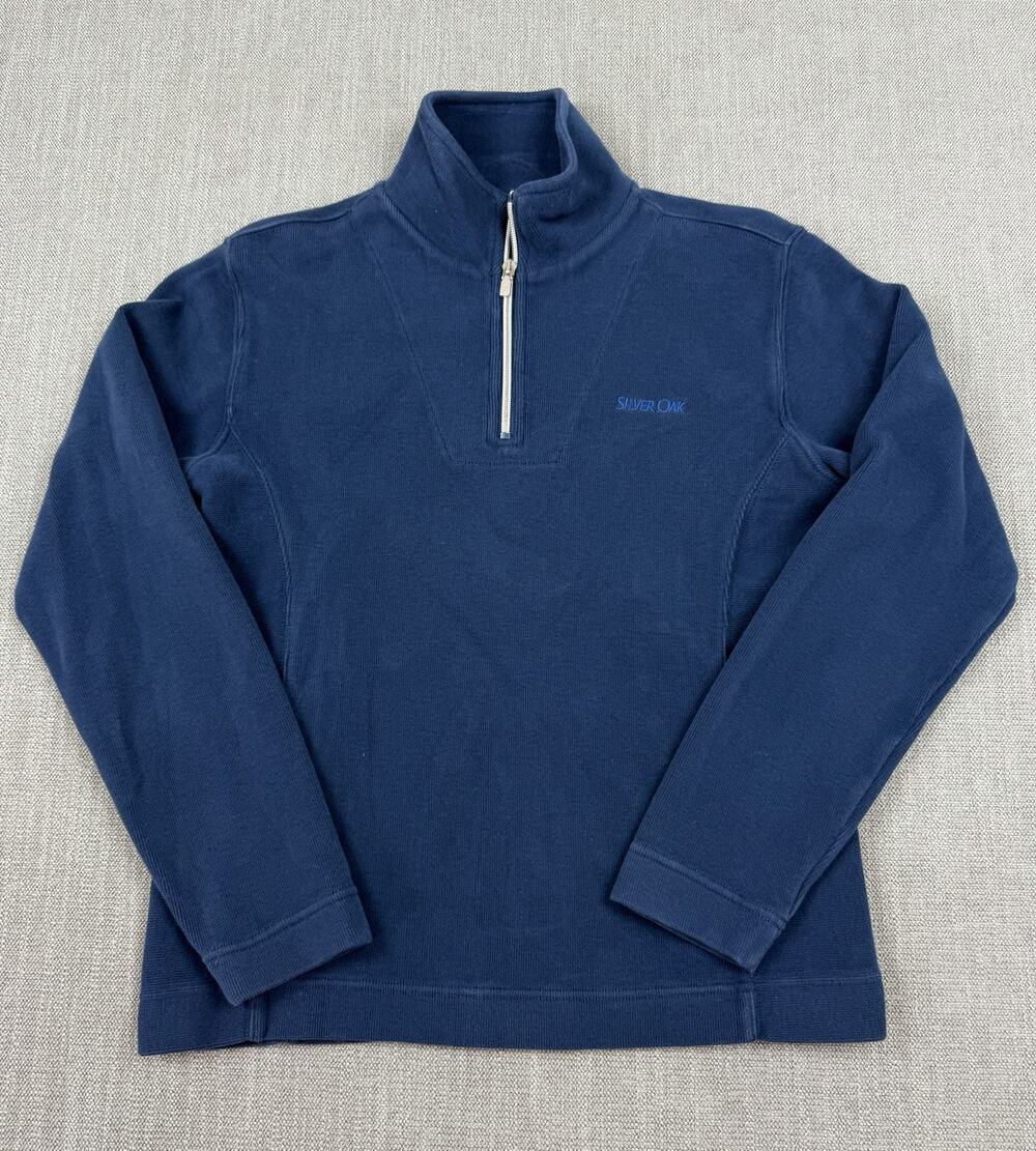 Tommy Bahama Silver Oak Winery 1/4 Zip Pullover Sweater Blue Women’s XS